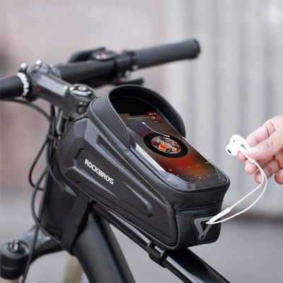 10. Rockbros B68-1 frame-mounted bicycle bag with phone pocket, 1.7l, black