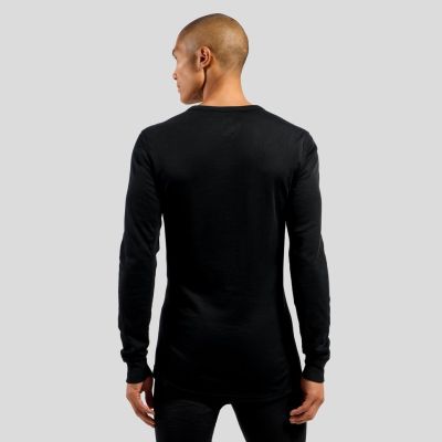 16. Men’s Odlo BL TOP Crew Neck l/s ACTIVE WARM ECO T-Shirt Size M Black