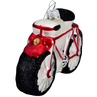 4. MOULDED GLASS CHRISTMAS BAUBLE IN THE SHAPE OF A BICYCLE SASKA GIFT & DECOR