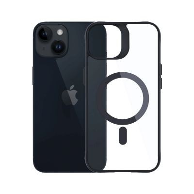 4. 3mk Satin Armor MagCase with MagSafe for iPhone 13 / 14 - Transparent with Black Frame