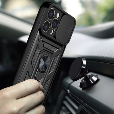 3. Hybrid Armor Camshield case for iPhone 14 Plus armored case with camera cover black