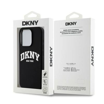 8. DKNY Liquid Silicone White Printed Logo MagSafe iPhone 15 Pro Case - Black
