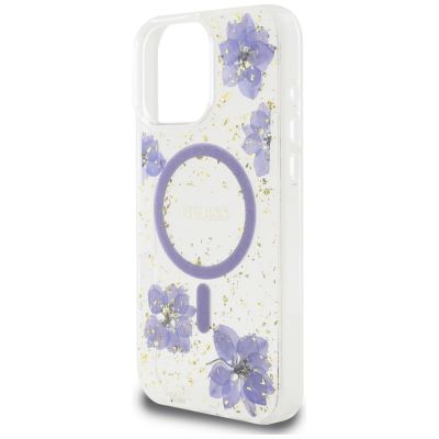 6. Guess Resin Flowers MagSafe case for iPhone 16 Pro - purple