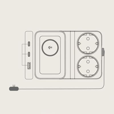 10. Baseus NOMOS ND11 67W 6-in-1 Wireless Charging Station with Two AC Sockets - Black