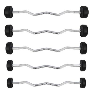 Rubber-coated barbell/curl bar 30 kg HMS GSL-30