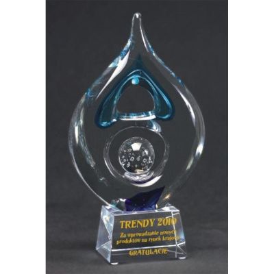 Engraved glass trophy + paint filling