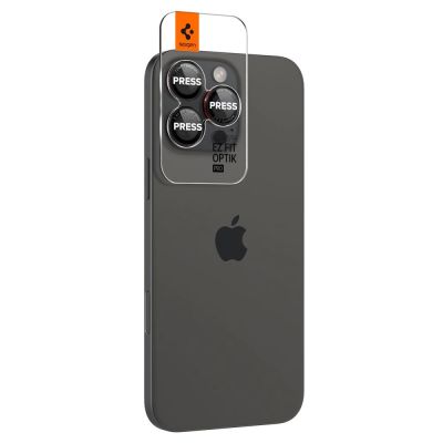 4. Spigen Optik Pro L-Series Glas.tR EZ Fit Tempered Glass for iPhone 14 Pro / Pro Max / 15 Pro / Pro Max / 16 Pro / 16 Pro Max / 17 Pro / 17 Pro Max - Black with Red Edge