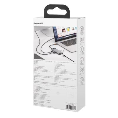 6. Baseus Metal Gleam 6-in-1 USB-C - USB-C PD 100W HUB 1x HDMI 4K 30Hz 3x USB-A 3.2 1x RJ45 - gray