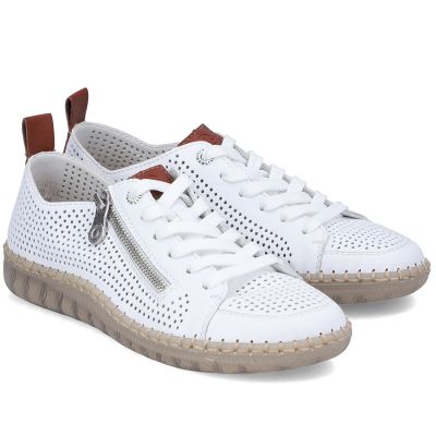 4. Women's leather openwork shoes white Rieker N2405-80