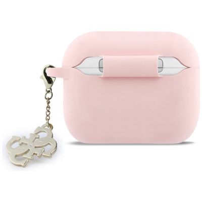 2. Guess Silicone 4G Charm Case for AirPods Pro 3 Pink