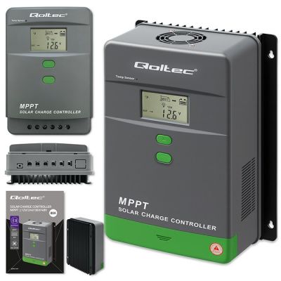 8. Qoltec MPPT Solar Charge Controller with Temperature Sensor 80A | 12V / 24V / 36V / 48V | LCD | Bluetooth | APP | GEL | LiFePO4