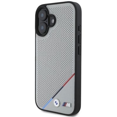 2. BMW M Perforated Tricolor Line MagSafe iPhone 16 Case - Gray