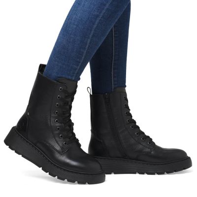 9. Women’s black lined leather ankle boots Rieker 70401-00