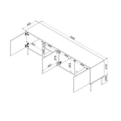 8. INSERTO 3D1W TV cabinet 190x40x61.5 black + LED