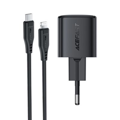 14. Acefast A118 30W GaN USB-C Wall Charger with 1.2m USB-C to Lightning Cable - Black