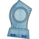 7. Plastic trophy - transparent - gold with space for a 25/40mm sticker and a 56mmX18mm TM plaque