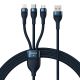 Baseus Flash Series Ⅱ 3-in-1 Fast Charging Cable USB-A to USB-C / Micro-USB / Lightning 66W 480Mb/s 1.2m Blue