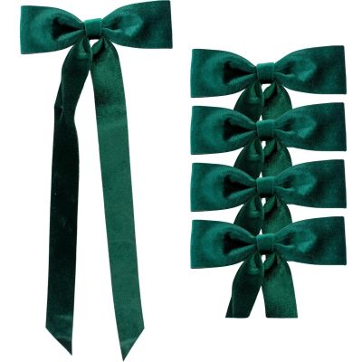 6. GREEN DECORATIVE BOW 2x19x48CM 4PCS MICA