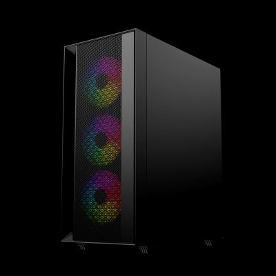 3. GEMBIRD FORNAX 4000 MIDI-TOWER CASE (2X USB 3.0, 1X USB 2.0, HD AUDIO, GLASS SIDE PANEL, ARGB BACKLIGHT) BLACK