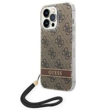 Guess GUOHCP14XH4STW iPhone 14 Pro Max 6.7 "brown / brown hardcase 4G Print Strap