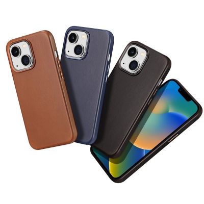 11. Dux Ducis Naples iPhone 14 Plus Magnetic Leather Case MagSafe Brown