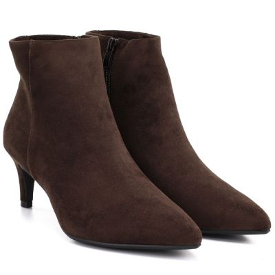 4. Women's insulated ankle boots with a low heel, suede, brown, Sergio Leone BT-65