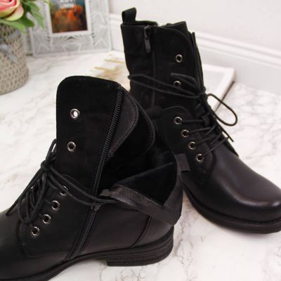 5. Jezzi W JEZ254A lace-up and zipper work boots, black