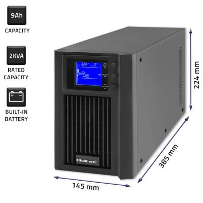 5. Qoltec Pure Sine Wave LCD 2000VA 1600W UPS emergency power supply