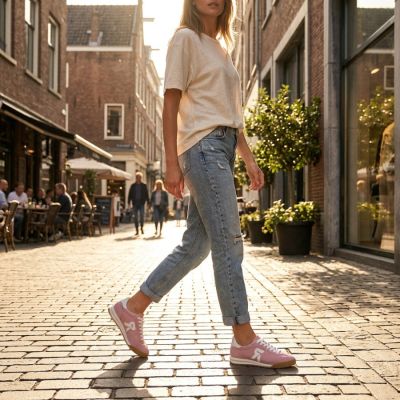 9. Women's comfortable pink sneakers shoes Rieker W4000-31