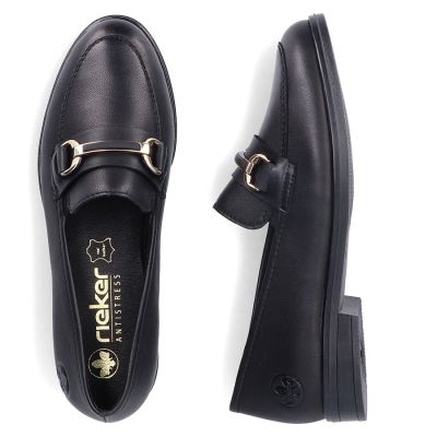 5. Women's leather moccasin shoes black Rieker 46262-01