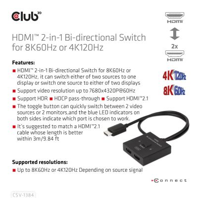 14. CLUB3D CSV-1384 KVM Switch Black