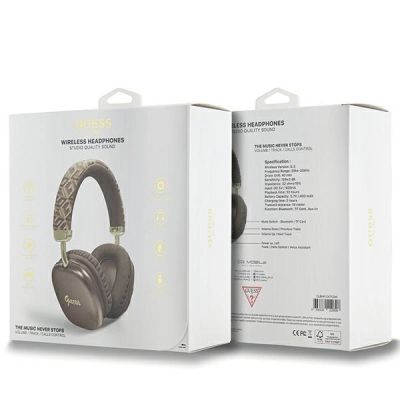 4. Guess GCube Metallic Script Logo Bluetooth on-ear headphones - brown