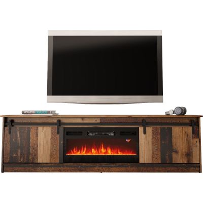 2. GRANERO TV cabinet + fireplace 200x56.7x35 old wood