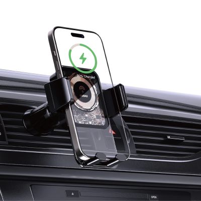 3. Dudao F19 clamp car holder with 15W inductive charger - black
