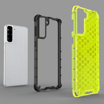 5. Honeycomb case armored cover with a gel frame for Samsung Galaxy S22 + (S22 Plus) transparent