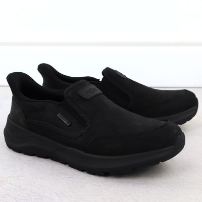 2. Men’s Waterproof Leather Slip-On Shoes, Black Rieker 06052-00