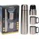 1000ML TRAVEL THERMOS WITH 2 CUPS SILVER