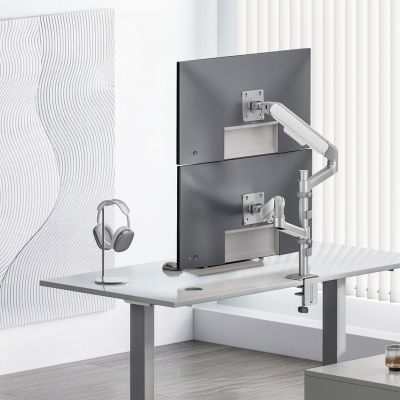 6. ERGO OFFICE MOUNT FOR 2 MONITORS, GAS SPRING, 17"-32", 1-10KG, MATTE WHITE ER-692 W