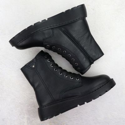 4. Women’s black leather platform ankle boots Rieker 70408-00