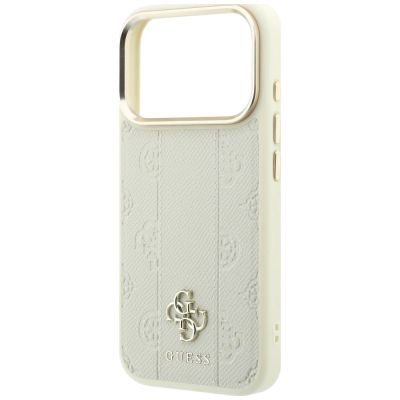 6. Guess Stripe Peony 4G Logo MagSafe Case for iPhone 18 Pro / 17 Pro - Beige