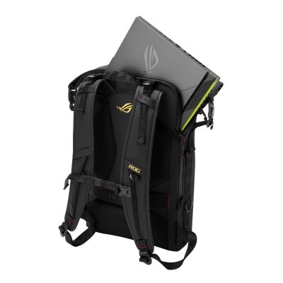 19. ASUS ROG SLASH Backpack Edition 20 Roll-Up Backpack Black Polyester, Waxed Leather (Pull Up)