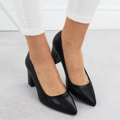 7. Sergio Leone PB414 women's black pumps with a block heel