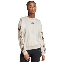 Women's adidas Animal Print 3-Stripes French Terry Sweatshirt Cream JM1836