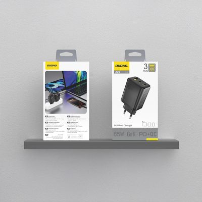 3. Dudao A29 65W GaN Wall Charger 2 x USB-C + 1 x USB-A - Black