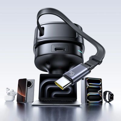 13. Baseus PrimeTrip VR1 60W USB-A USB-C Car Charger with Retractable USB-C Cable - Black