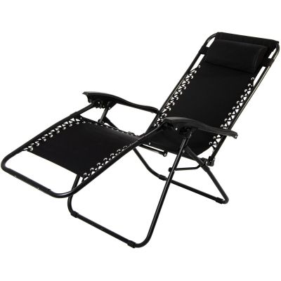 11. BLISS BLACK FOLDABLE GARDEN DECK CHAIR WITH HEADREST, MULTIFUNCTIONAL