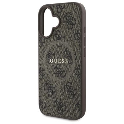 6. Guess 4G Ring Classic Logo MagSafe iPhone 16 Case - Brown