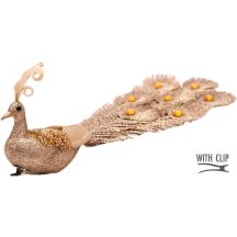 DECORATIVE PEACOCK ON A GOLDEN BALL CLIP