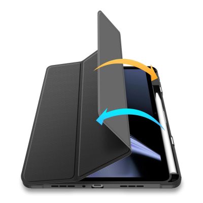 6. Dux Ducis Toby Armored Flip Smart Case for Oppo Pad with Stylus Holder Black