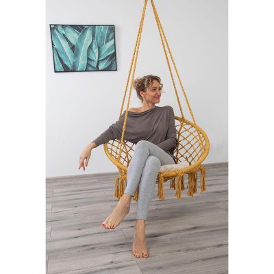 4. OPENWORK HAMMOCK HANGING CHAIR STORK'S NEST 80x60CM WITH HONEY PILLOW